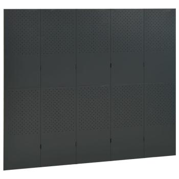 5-tlg. Raumteiler Anthrazit 200x180 cm Stahl