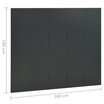 5-tlg. Raumteiler Anthrazit 200x180 cm Stahl