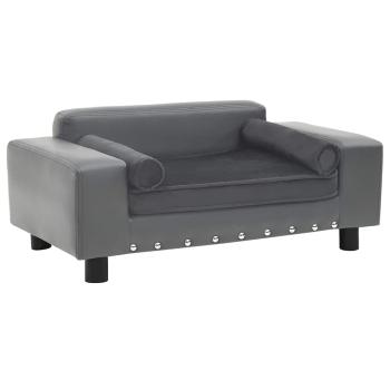 ARDEBO.de - Hundesofa Grau 81x43x31 cm Plüsch und Kunstleder