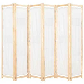 ARDEBO.de - 6-teiliger Raumteiler Cremeweiß 240 x 170 x 4 cm Stoff