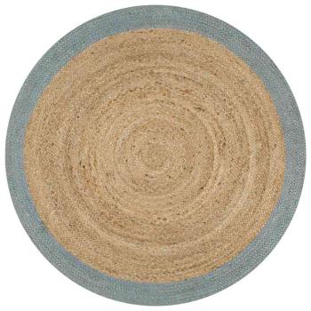 ARDEBO.de - Teppich Handgefertigt Jute mit Olivgrünem Rand 90 cm