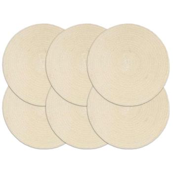 ARDEBO.de - Tischsets 6 Stk. Natur 38 cm Rund Baumwolle
