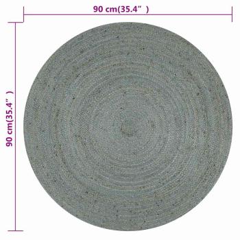 Teppich Handgefertigt Jute Rund 90 cm Olivgrün