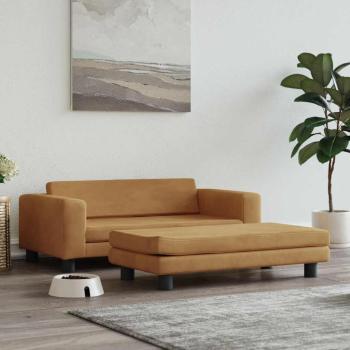 ARDEBO.de - Hundebett mit Verlängerung Braun 100x50x30 cm Samt