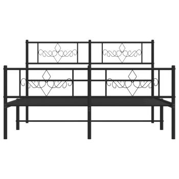 Bettgestell mit Kopf- und Fußteil Metall Schwarz 140x190 cm