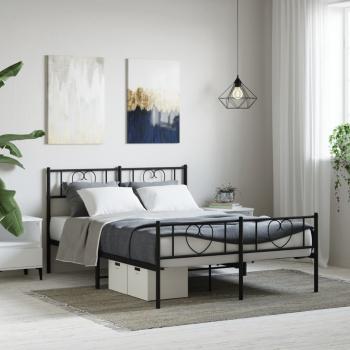 ARDEBO.de - Metallbett ohne Matratze mit Fußteil Schwarz 160x200 cm
