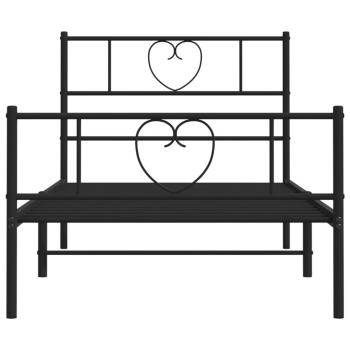 Bettgestell mit Kopf- und Fußteil Metall Schwarz 75x190 cm