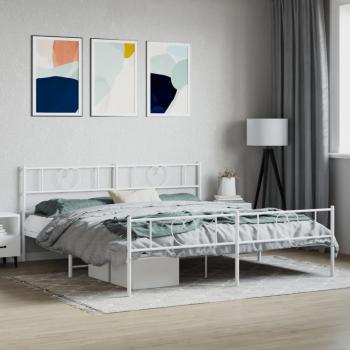 ARDEBO.de - Bettgestell mit Kopf- und Fußteil Metall Weiß 180x200 cm