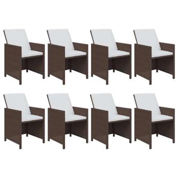 9-tlg. Garten-Essgruppe mit Kissen Poly Rattan Braun