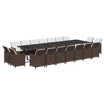 19-tlg. Garten-Essgruppe mit Kissen Poly Rattan Braun