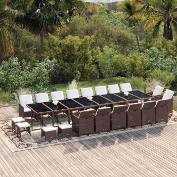 ARDEBO.de - 21-tlg. Garten-Essgruppe mit Kissen Poly Rattan Braun