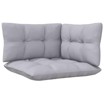3-tlg. Garten-Lounge-Set mit Grauen Kissen Kiefernholz