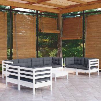 ARDEBO.de - 9-tlg. Garten-Lounge-Set mit Kissen Kiefer Massivholz