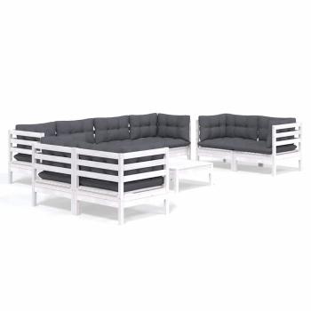 9-tlg. Garten-Lounge-Set mit Kissen Kiefer Massivholz