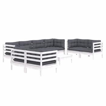 9-tlg. Garten-Lounge-Set mit Kissen Kiefer Massivholz