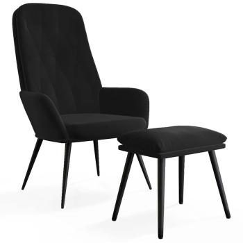 Relaxsessel mit Hocker Schwarz Samt