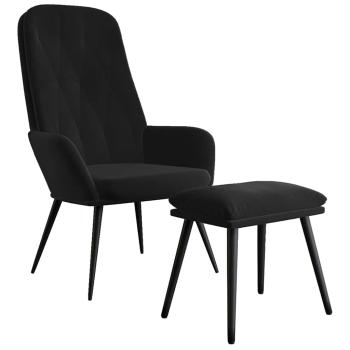 Relaxsessel mit Hocker Schwarz Samt