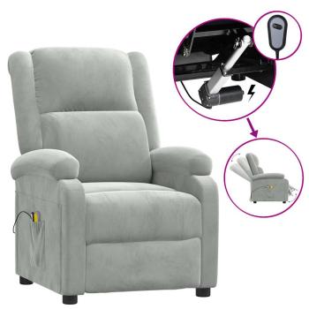 Massagesessel Elektrisch Hellgrau Samt