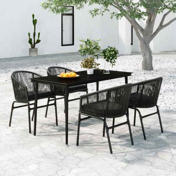 ARDEBO.de - 5-tlg. Garten-Essgruppe Schwarz