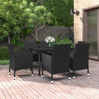ARDEBO.de - 7-tlg. Garten-Essgruppe mit Auflagen Poly Rattan und Glas