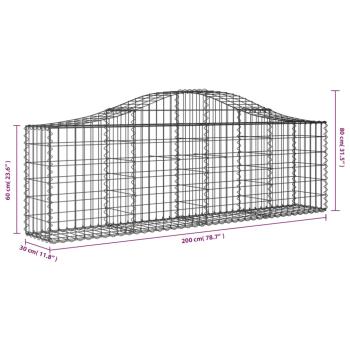 Gabionen mit Hochbogen 4 Stk. 200x30x60/80 cm Verzinktes Eisen