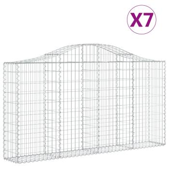 Gabionen mit Hochbogen 7 Stk. 200x30x100/120cm Verzinktes Eisen