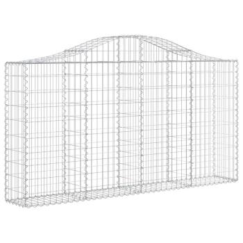 Gabionen mit Hochbogen 12Stk. 200x30x100/120cm Verzinktes Eisen