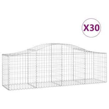 Gabionen mit Hochbogen 30 Stk. 200x50x60/80 cm Verzinktes Eisen