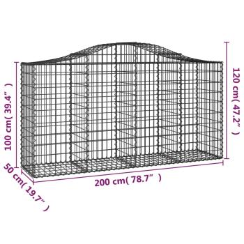 Gabionen mit Hochbogen 30 Stk 200x50x100/120cm Verzinktes Eisen