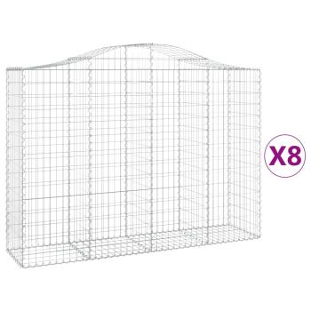 Gabionen mit Hochbogen 8 Stk. 200x50x140/160cm Verzinktes Eisen
