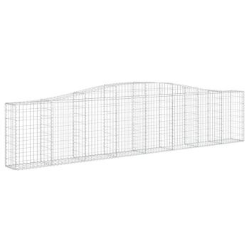 Gabionen mit Hochbogen 5 Stk. 400x30x80/100cm Verzinktes Eisen