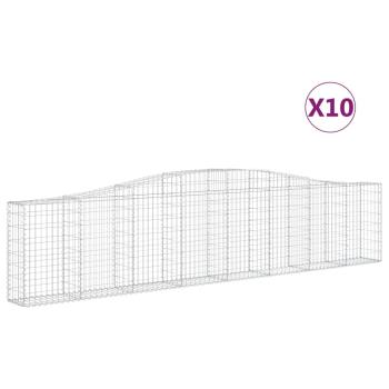 Gabionen mit Hochbogen 10 Stk. 400x30x80/100cm Verzinktes Eisen