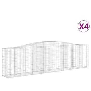 Gabionen mit Hochbogen 4 Stk. 400x50x100/120cm Verzinktes Eisen