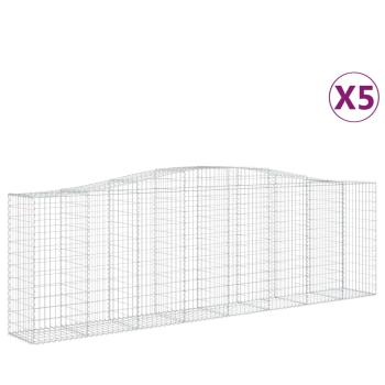 Gabionen mit Hochbogen 5 Stk. 400x50x120/140cm Verzinktes Eisen