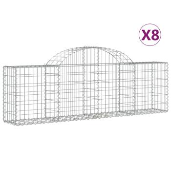 Gabionen mit Hochbogen 8 Stk. 200x30x60/80 cm Verzinktes Eisen