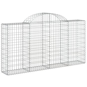 Gabionen mit Hochbogen 11Stk. 200x30x100/120cm Verzinktes Eisen