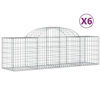 Gabionen mit Hochbogen 6 Stk. 200x50x60/80 cm Verzinktes Eisen