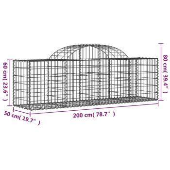 Gabionen mit Hochbogen 13 Stk. 200x50x60/80 cm Verzinktes Eisen