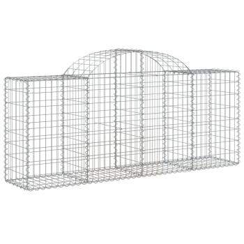 Gabionen mit Hochbogen 18 Stk. 200x50x80/100cm Verzinktes Eisen