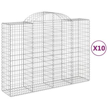 Gabionen mit Hochbogen 10Stk. 200x50x140/160cm Verzinktes Eisen