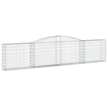 Gabionen mit Hochbogen 6 Stk. 400x30x80/100cm Verzinktes Eisen