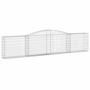 Gabionen mit Hochbogen 15 Stk. 400x30x80/100cm Verzinktes Eisen