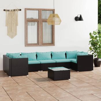 ARDEBO.de - 8-tlg. Garten-Lounge-Set mit Kissen Poly Rattan Schwarz