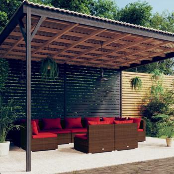 ARDEBO.de - 9-tlg. Garten-Lounge-Set mit Kissen Braun Poly Rattan