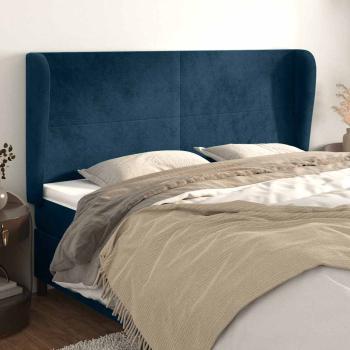ARDEBO.de - Kopfteil mit Ohren Dunkelblau 163x23x118/128 cm Samt