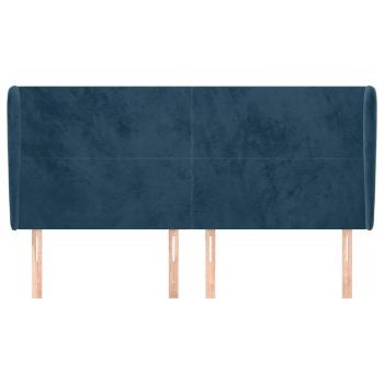 Kopfteil mit Ohren Dunkelblau 163x23x118/128 cm Samt