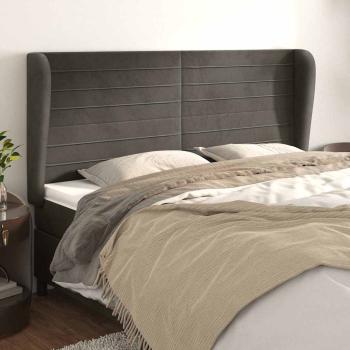 ARDEBO.de - Kopfteil mit Ohren Dunkelgrau 183x23x118/128 cm Samt