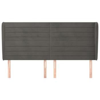 Kopfteil mit Ohren Dunkelgrau 183x23x118/128 cm Samt