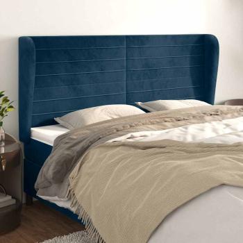 ARDEBO.de - Kopfteil mit Ohren Dunkelblau 183x23x118/128 cm Samt