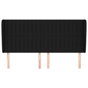 Kopfteil mit Ohren Schwarz 203x23x118/128 cm Stoff